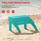 Costaelm Adirondack Chair Footrest Foldable Ottoman, Folding Ottoman Outdoor Foot Rest for Patio Waterproof, Adirondack Ottoman Outdoor, Turquoise