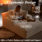 HRVEOCEI 67" Chaise Lounge Indoor, Oversized Chaise Lounge Chair with 3 Comfy Pillows for Living Room Bedroom, Wide Arms Corduroy Fabric High-Density Foam No Assembly Required (White)