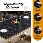 70" Marble Dining Table with Black Faux Marble Top and Gold O-Shape Stainless Steel Base, Modern Rectangular Kitchen Table for Living Room, Home Office, Easy to Clean