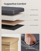 SONGMICS HOME Foldable Foot Rest Stool, Storage Ottoman, Tufted Design, PU Leather, for Entryway, Living Room, 43.2 Inches, Dark Gray