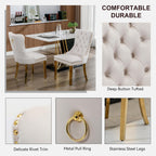 SSLine 61" Glass Dining Table Set for 6,Modern 7 Pieces Kitchen Table and Chairs Set w/Gold Tempered Glass Tabletop and 6 Velvet Chairs for Kitchen Apartment