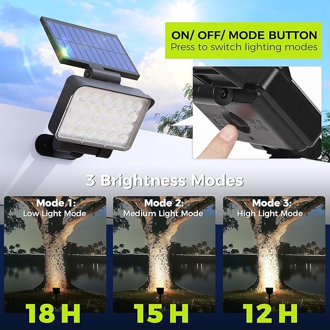 Solar Spot Lights Outdoor Waterproof for Flag, Tree, House, Garden, Yard, Landscape Spotlights for Accent Uplighting Halloween Christmas Decorations-8 Pack