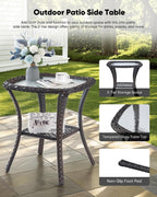 HUMMUH Wicker Patio Furniture High Back Swivel Rocker Patio Chairs Outdoor Bistro Set with Ottomans Side Table for Porch Garden Deck