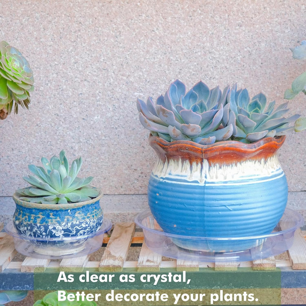Plant Saucer 40 Pack Plant Trays for Pots 8 Inch Plastic Plant Saucers for Outdoors and Indoors Clear Drip Trays for Potted Plants Flower Pot Plates to Catch Water Plant Drainage Dishes No Holes