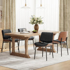 MALOL Leather Dining Chairs Set of 2, Modern Upholstered Dining Room Kitchen Chairs with Metal Legs and Wooden Back Support for Home Dining Room/Restaurant, Black