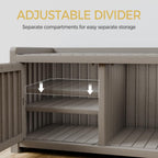 Shoe Bench - Waterproof Resin Storage Bench with Adjustable Shelves - Indoor & Outdoor Use, 3 Doors Entryway Bench with Hidden Storage Space - Storage Cabinet for Bedroom, Hallway, Grey