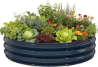 Pattiumo Galvanized Raised Garden Bed 4×4×1 FT, Round Metal Raised Garden Bed Outdoor Planter Box with Open Bottom, Rust-Resistant Steel Garden Bed for Vegetables Herbs Flowers, Easy Assembly