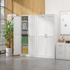 Steeloong 71"Metal Pantry Storage Cabinet with Doors & 4 Adjustable Shelves | Kitchen Pantry Cabinet,White Kitchen Cabinet with 2 Gold Handles,Tall Cabinet for Livingroom,Pantry, Bathroom,Kitchen