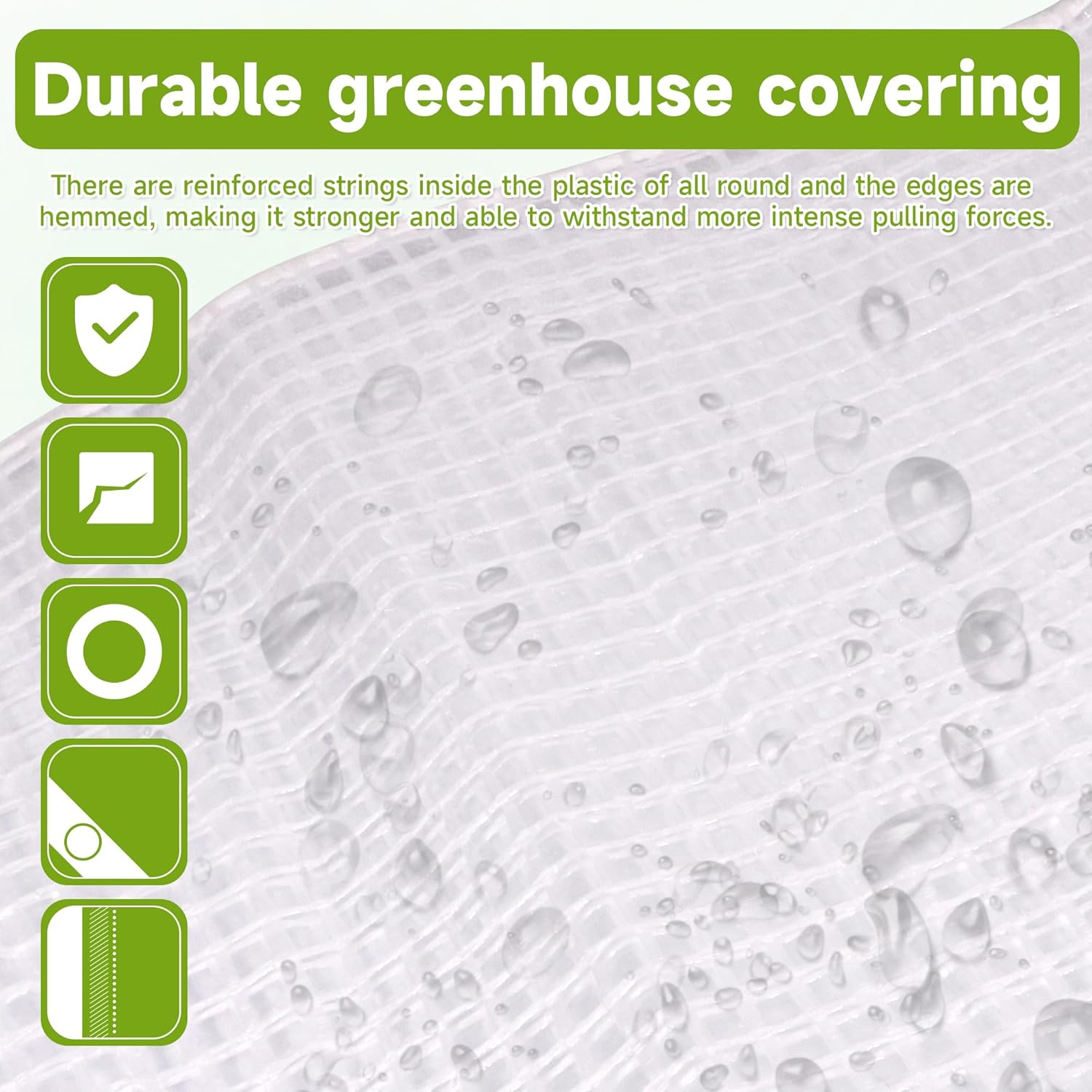 Greenhouse Cover,Clear Greenhouse Plastic Covering, 16Mil Thickness Heavy Duty Clear tarp for Chicken coop,Gardening,Farming, Greenhouse Plastic sheeting with Grommets (White, 20ft*30ft)