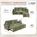 Hanherry 81" Sectional Couch with Pull Out Bed,3 Seat Corduroy Sleeper Sofa with Storage Ottoman & USB Charging,Comfy L Shaped Modular Couches for Living Room,Apartment