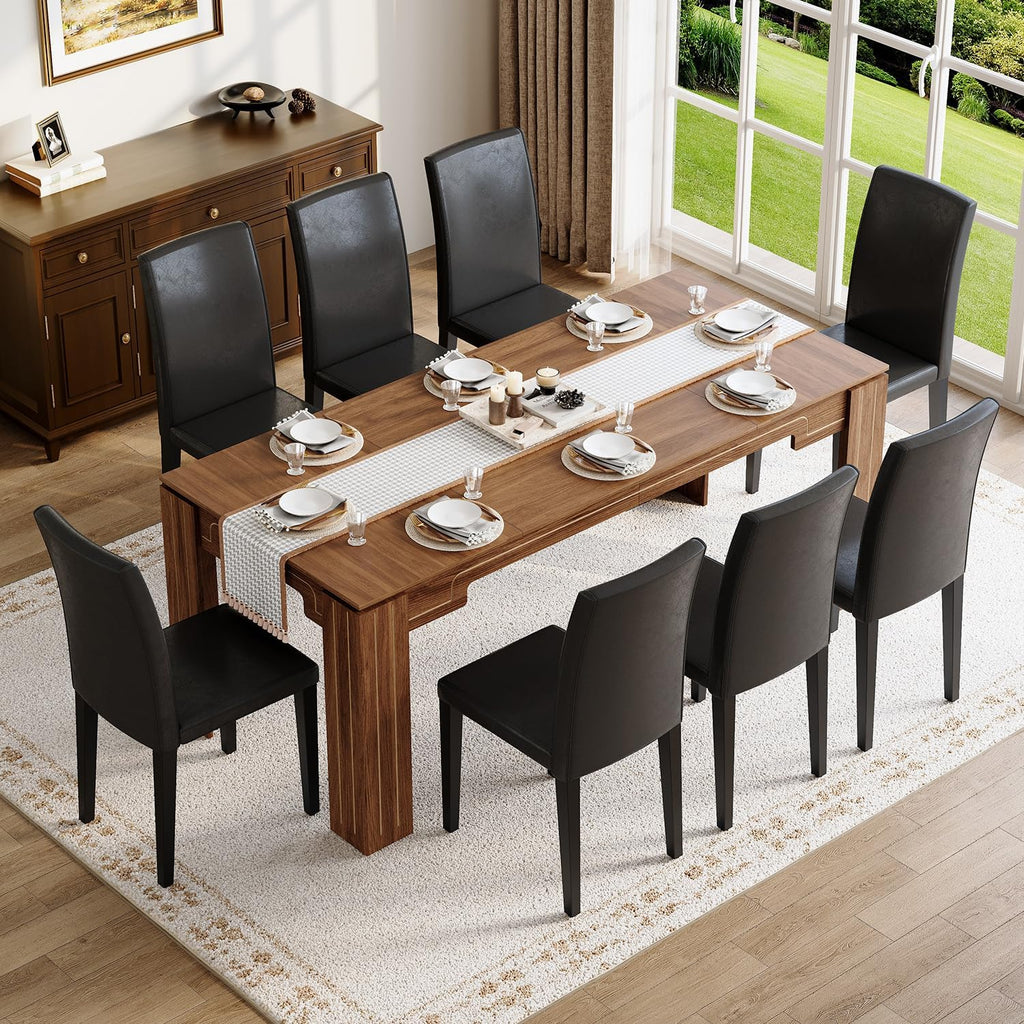 71" Wood Dining Table for 6-8, Large Rectangular Wood Grain Kitchen Dining Table with Thick Stable Legs for Dining Room and Family Dining