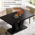 Tribesigns 47-Inch Dining Table for 4, Black Kitchen Dinner Table with Heavy Duty Pedestal, Farmhouse Wooden Eating Table for Home, Dining Room, Small Space, Black