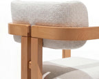 MELAGIO Mid-Century Modern Dining Chair – Upholstered Performance Fabric Seat, Solid Walnut Wood Frame, Fully Assembled Accent Chair for Dining Room, Kitchen or Living Space (Cream)