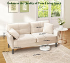 Loveseat Sofa, 69" Love Seat Couches, Comfy Velvet Small Couches for Small Spaces with 2 Pillows, Tool-Free Setup Sofas & Couches, 700lb Load Sofas for Living Room, Mini Couch for Bedroom, White Couch