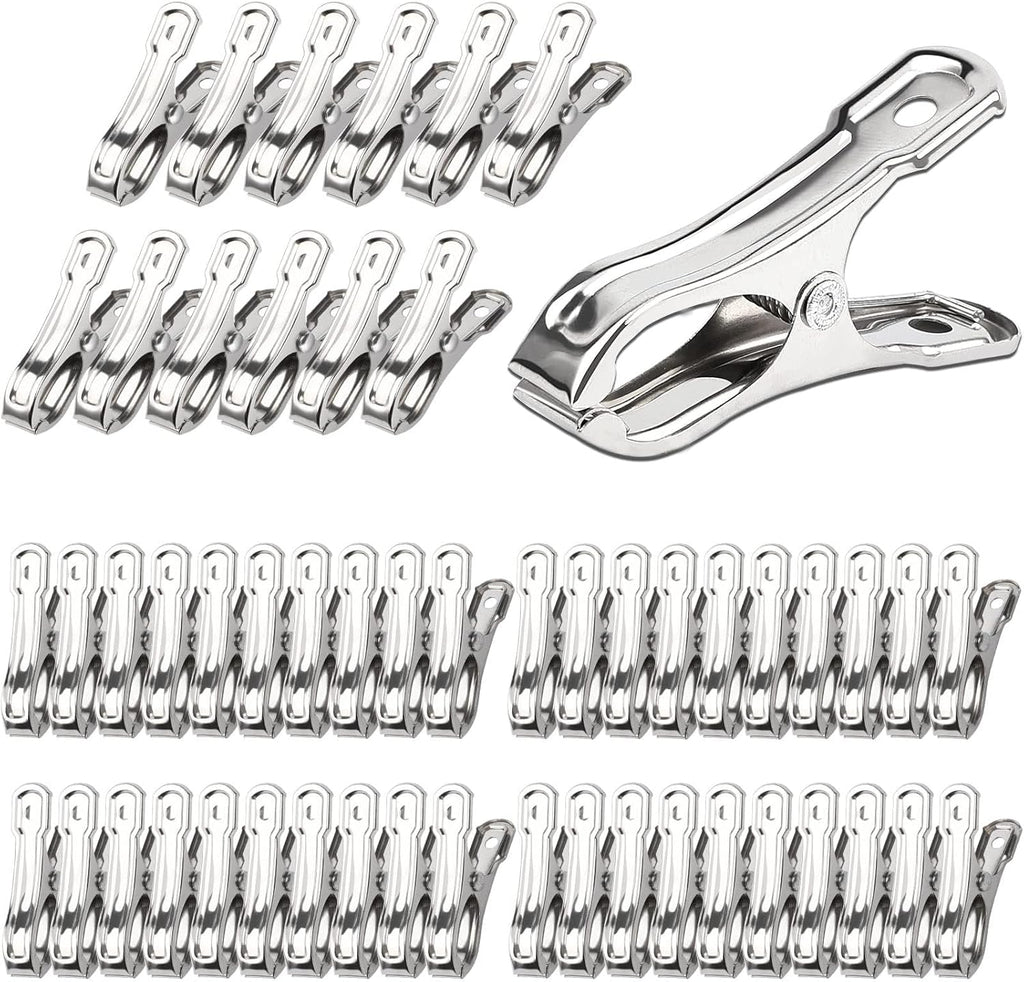 JULMELON 25 PCS Greenhouse Clips, 2.2 Inch Stainless Steel Garden Clips, Heavy Duty Row Cover Clips with Large Open Strong Grip for Fixing Netting Cover Film,Shade Cloth Film Plant Netting