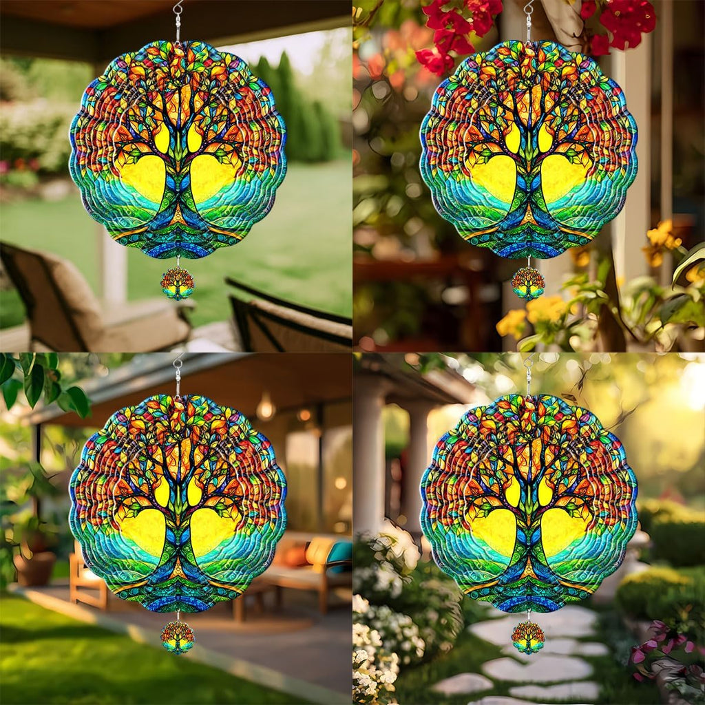 Tree of Life Hanging Wind Spinners for Women Men, 12 Inch Metal 3D, Stainless Steel Hanging Wind Catchers Sculpture for Outside, Christmas Decoration Garden, Unique Gift Xmas