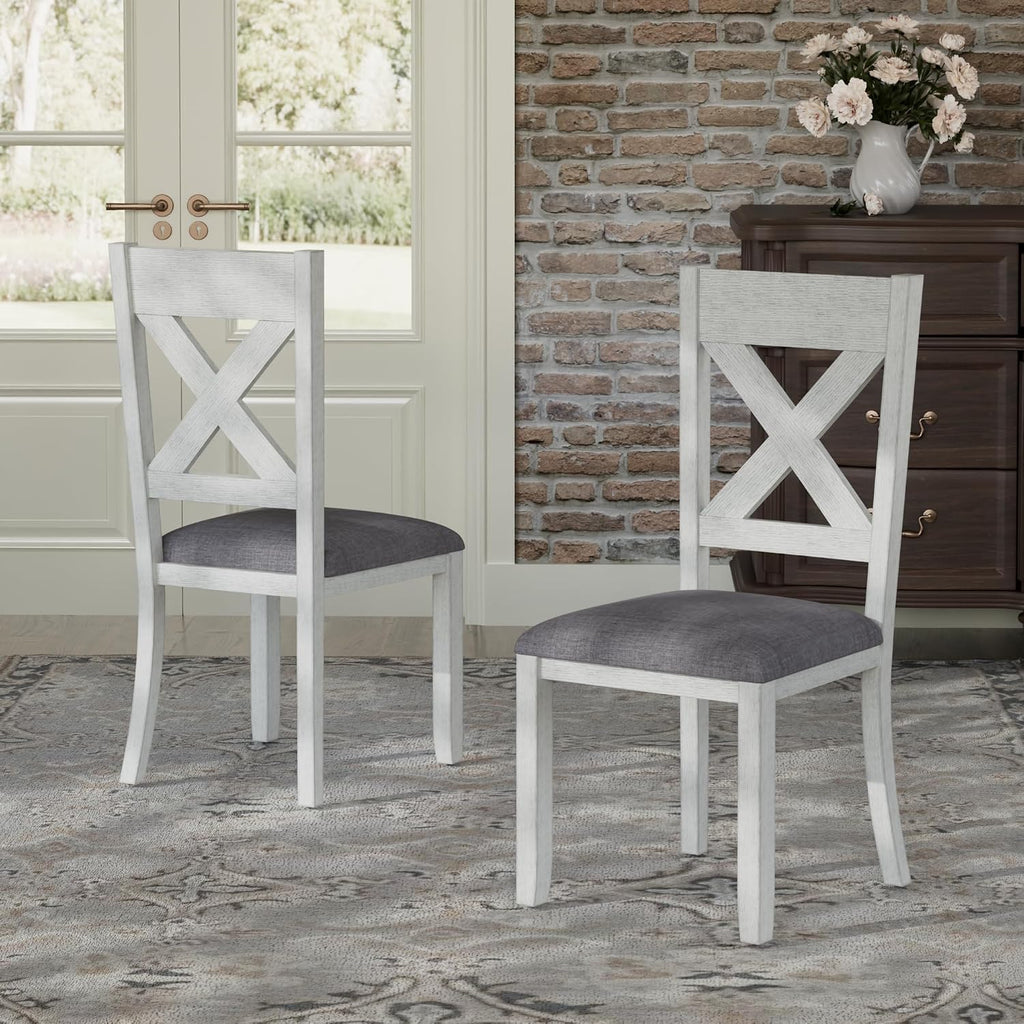 Peatuk Solid Wood Dining Chair Set of 2, Part of Dining Table Set, Mix and Match Table, Chair Sold Separately for Dining Room, Kitchen, Grey