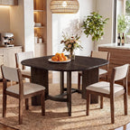 Solid Wood Square Dining Table for 4, 47.24-Inch Farmhouse Kitchen Dinner Table, Sturdy Rustic Dining Room Furniture, Table Only, Walnut