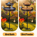 Daoeny Bird Bath for Outside, 42In Vintage Freestanding Birdbaths for Outdoors, Double Metal Bird Bath Feeder Bowls for Garden Patio Yard Lawn Decor, Upgraded 5-Pronged Base (Antique Bronze)