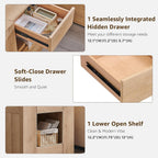 OKD 24'' Modern Nightstands Set of 2, Large End Table with Charging Station & Drawer Storage, Rustic Bedside Table for Bedroom, Living Room, Wood Thick Design, Natural Oak