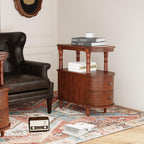 Narrow End Side Table With 2 Drawers and Storage Shelf, Slim Side Tables, Farmhouse Sofa Beside Table- for Small Spaces, Living Room Telephone Tables, Tools-free Assembly, Caramel Brown BG-A508-MG