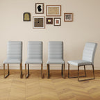 Hommoo Dining Chairs Set of 4, Faux Leather Upholstered Kitchen Chairs, Padded Seat Armless Dining Room Chair with Metal Leg, Modern Dinner Chair for Restaurant Living Room Grey