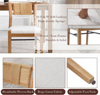 BESTANO Modern Armless Dining Chairs with Rope Woven Back Set of 2, Beige Linen Fabric Upholstered Kitchen & Dining Room Chairs, Mid-Century Classic Farmhouse Wooden Side Chair