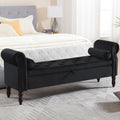 67" End of Bed Storage Bench King Size, Storage Bench for Bedroom, Velvet Bed Bench with Storage Upholstered Tufted Storage Ottoman Bench with Arms for Bedroom, Living Room, Entryway, Black
