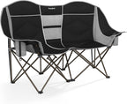 SUNNYFEEL Double Camping Chair Portable Folding Loveseat for 2 Adults Heavy Duty Oversized Camping Couch 600 lbs with Cup Holders & Storage for Outdoor Camping, Beach, Lawn, Patio RV & Indoor Use