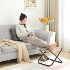 LITA Folding Upholstered Footrest with Straight & Square Shape,Small Ottoman， Dark Grey
