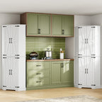 IRONCK Corner Cabinet, 72" Farmhouse Pantry Cabinet, White | 6 Tiers Shelves with 2 adjustable shelves, 240° swivel doors and spacious storage for kitchens, dining rooms, living rooms