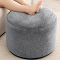 WSOFRLAC Round Pouf Ottoman, Small Poofy Ottoman, Foot Stools Ottomans, Foot Rest for Couch, Furry Poufs for LivingRoom, Hassocks and Ottomans Soft for Chair, Memory Foam Filling-Dark Grey 20x15