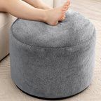 WSOFRLAC Round Pouf Ottoman, Small Poofy Ottoman, Foot Stools Ottomans, Foot Rest for Couch, Furry Poufs for LivingRoom, Hassocks and Ottomans Soft for Chair, Memory Foam Filling-Dark Grey 20x15