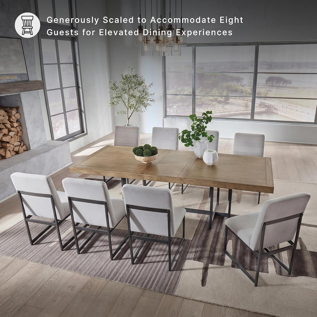Signature Design by Ashley Tomtyn Casual Self Storing Leaf Dining Extension Table with Trestle Base, Light Brown