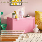 Storage Chest, Entryway Storage Bench with 2 Safety Hinges, Storage Trunk with Flip-Top, Chest Box Organizer for Entryway, Bedroom, Living Room, Easy Assembly, Pink