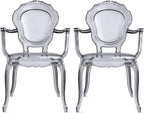 2xhome Stackable Ghost Dining Chair | Transparent Vanity Armchair | Louis Belle Style Kitchen Patio Chair Parent (2, Smoke, Armchair)