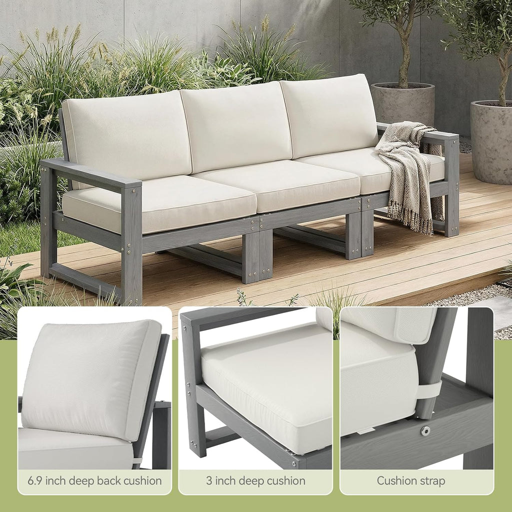 9-Piece Patio Furniture Set,HDPE Outdoor Furniture with Coffee Table,Outdoor Couch Sets with Cushions,Patio Sectional Sofas for Porch,Backyard,Deck,Grey
