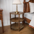 PADMA HOUSE Round Wood Small End Table with 3 Shelves, Wood Sofa Side Table with Storage for Small Spaces, Accent Couch End Tables for Living Room, Bedroom,19.7"*23.6"-Walnut