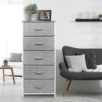 Sorbus Nightstand with 5 Drawers - Bedside Furniture & Night Stand End Table Dresser with Steel Frame, Wood Top, Easy Pull Fabric Bins for Home, Bedroom Accessories, Office & Dorm