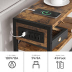 Leomonio Narrow Side Table, Slim End Tables with Fabric Basket, Skinny Table for Small Spaces, Thin Bedside Table for Living Room, Bedroom (1, Rustic Brown - Outlet)