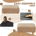 Small Foot Stool Ottoman, Sherpa Footstool Ottoman Foot Rest for Couch, Rectangle Footstools and Ottomans Small for Living Room, Entryway and Bedroom (Light Brown)