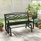 Tangkula 2-Person Outdoor Glider Bench, Rocking Loveseat Chair | Metal Frame, Armrests, Geometric Backrest, Slatted Seat, for Patio, Porch, Garden, Deck and Backyard