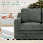 2 Pieces Chenille Sofa Set w/Soft Back Cushion, Grey | Modern 2 Seat & 3 Seats Couch Set w/Deep Seat Space, Upholstered Love Seat & Sofa w/High Density Foam for Living Room