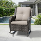 Joyside Outdoor Rocking Chair, Wicker Patio Furniture with High Back, Deep Seating, Wide Armrest, Thickened Cushions, Outdoor Rattan Furniture for Deck, Porch Use