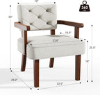 Versatile Accent Chair for Bedroom, Mid Century Modern Arm Chair, Butacas para Sala, Upholstered Wooden Chairs with Arm Rest, Tufted Backrest,Cushion, for Office, Living Room, Reading, Beige
