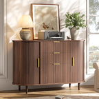 Halitaa 3-Drawer File Cabinet with 2 Sliding Doors, 39.37" Lateral Wood Filing Cabinet for Home Office and School, Printer Stand with Storage for Letter/A4 Hanging Files, Walnut