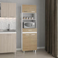 24" Beggs Kitchen Pantry, 4 Doors, 1 Drawer, 4 Legs, 4 Shelves, Natural Oak/White - Kitchen – Tall Kitchen Storage & Pantry Organization for Kitchen, Dining Room & Utility Room Organization