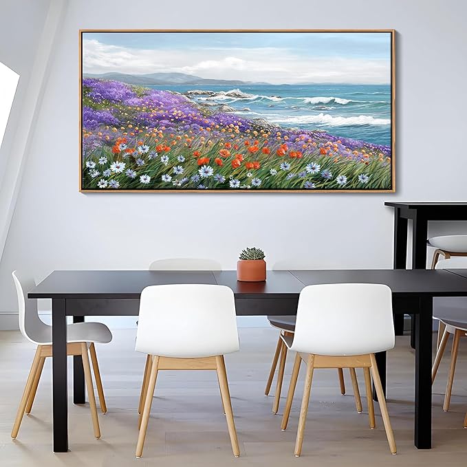 YDYSUNE Coastal Large Landscape Wall Art for Living Room, Bedroom Pictures, Ocean Beach Artwork, Blue Decorations Above Bed Decor, Coastal Landscape Wall Art, Beach Pinting 29×58IN