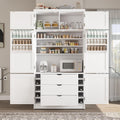 JIJIWANG 80.1'' Modern Kitchen Pantry Storage Cabinet with Adjustable Shelves and Storage Cabinet,Versatile Cupboard with Door Shelves and Drawers,for Kitchen,Dining Room,White