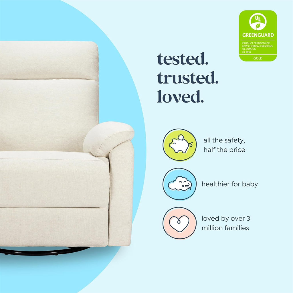 Davinci Suzy Electronic Swivel Recliner with USB Port in Vanilla, GREENGUARD Gold & CertiPUR-US® Certified
